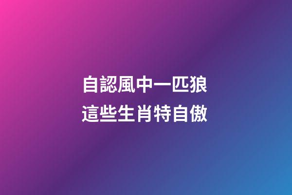 自認風中一匹狼 這些生肖特自傲